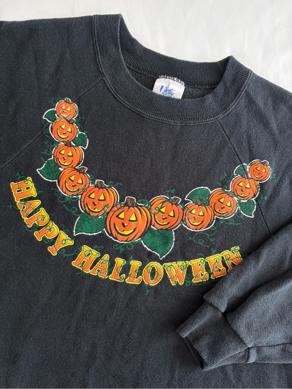 Vintage 90s Just My Size Halloween Pumpkin Sweatshirt Black Plus 1X Made in USA